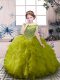 Stylish Olive Green Zipper Scoop Beading and Ruffles Pageant Gowns For Girls Organza Sleeveless