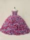 Sleeveless Organza Court Train Lace Up Quinceanera Dress in Multi-color with Beading and Ruffles