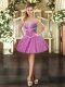 Discount Lavender Lace Up Cocktail Dresses Beading and Ruffles Sleeveless Mini Length