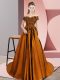Lovely Brown 15th Birthday Dress Satin Court Train Sleeveless Lace