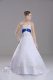 White Strapless Lace Up Beading and Embroidery Bridal Gown Brush Train Sleeveless