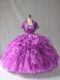 Fitting Purple Strapless Lace Up Beading and Ruffles Quinceanera Dress Sleeveless