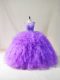 Suitable Purple Tulle Lace Up Sweet 16 Dresses Sleeveless Floor Length Beading and Ruffles