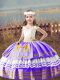 Embroidery Little Girl Pageant Dress Lavender Lace Up Sleeveless Floor Length