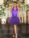 Ball Gowns Hoco Dress Purple Halter Top Organza Sleeveless Mini Length Lace Up