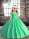 Floor Length Apple Green Kids Pageant Dress Straps Sleeveless Lace Up