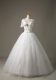 Amazing V-neck Short Sleeves Lace Up Wedding Gown White Tulle
