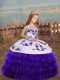 Affordable Purple Sleeveless Floor Length Embroidery and Ruffled Layers Lace Up Pageant Dresses