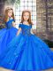 Blue Sleeveless Beading Floor Length Little Girls Pageant Dress Wholesale