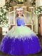 Multi-color Sleeveless Floor Length Lace and Ruffles Backless Pageant Dress Womens