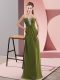 Olive Green Chiffon Zipper Dress for Prom Sleeveless Floor Length Beading