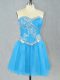 Aqua Blue Sweetheart Lace Up Beading Prom Gown Sleeveless