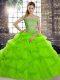 15 Quinceanera Dress Military Ball and Sweet 16 and Quinceanera with Beading and Pick Ups Off The Shoulder Sleeveless Brush Train Lace Up