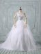 Sweetheart Sleeveless Brush Train Zipper Wedding Gowns White Organza