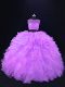 Lavender Sweet 16 Quinceanera Dress Sweet 16 and Quinceanera with Beading and Ruffles Scoop Sleeveless Zipper