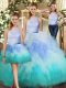Multi-color Sleeveless Tulle Backless Quinceanera Gown for Military Ball and Sweet 16 and Quinceanera