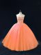 Sleeveless Beading Lace Up Sweet 16 Dresses with Peach