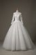 White 3 4 Length Sleeve Brush Train Beading and Lace Bridal Gown