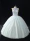 Delicate Sleeveless Floor Length Beading Lace Up 15 Quinceanera Dress with Blue