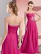 Vintage Fuchsia Sweetheart Lace Up Beading and Ruching Prom Gown Sleeveless