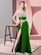 Green Zipper Sweetheart Lace and Appliques Prom Dress Chiffon Sleeveless