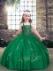 High Quality Ball Gowns Little Girls Pageant Gowns Dark Green Straps Tulle Sleeveless Floor Length Lace Up