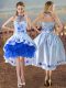 Sleeveless Lace Up Embroidery and Ruffles Prom Party Dress