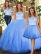 Blue Sweet 16 Quinceanera Dress Military Ball and Sweet 16 and Quinceanera with Lace Scoop Sleeveless Clasp Handle