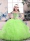 Tulle Lace Up Off The Shoulder Sleeveless Floor Length Custom Made Pageant Dress Beading and Ruffles