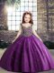 Purple Straps Lace Up Beading Little Girls Pageant Gowns Sleeveless