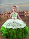 Dramatic Green Ball Gowns Embroidery and Ruffles Little Girls Pageant Gowns Lace Up Organza Sleeveless Floor Length