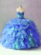 Multi-color Ball Gowns Beading and Appliques and Ruffles Sweet 16 Dresses Lace Up Organza Sleeveless Floor Length