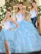 New Arrival Blue Sleeveless Organza Lace Up 15 Quinceanera Dress for Sweet 16 and Quinceanera