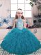 Pretty Sleeveless Lace Up Floor Length Beading and Ruffles Child Pageant Dress
