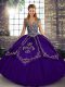 Custom Design Straps Sleeveless Lace Up Quinceanera Dresses Purple Tulle