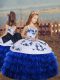Floor Length Ball Gowns Long Sleeves Royal Blue Pageant Gowns For Girls Lace Up