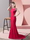Fabulous Coral Red Short Sleeves Beading Backless Dress for Prom