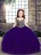 Purple Sleeveless Tulle Lace Up High School Pageant Dress for Party and Military Ball and Wedding Party