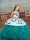 Teal Empire Straps Sleeveless Floor Length Lace Up Embroidery and Ruffles Little Girl Pageant Dress