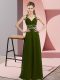 Top Selling Olive Green Chiffon Backless Prom Dress Sleeveless Floor Length Beading