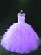 Most Popular Lavender Lace Up Quinceanera Dress Beading and Ruffles Sleeveless Floor Length