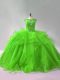 Trendy Sleeveless Brush Train Lace Up Beading and Ruffles Quinceanera Gowns