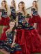 Floor Length Ball Gowns Sleeveless Red And Black Sweet 16 Quinceanera Dress Lace Up