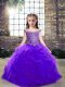Sleeveless Floor Length Beading and Ruffles Lace Up Pageant Gowns For Girls with Purple