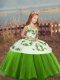 Exquisite Organza Straps Sleeveless Lace Up Embroidery Little Girl Pageant Gowns in Green