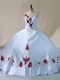 Nice White 15 Quinceanera Dress Sweet 16 and Quinceanera with Embroidery One Shoulder Sleeveless Lace Up