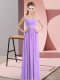 Floor Length Lavender Dress for Prom Chiffon Sleeveless Beading