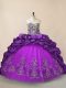 Brush Train Ball Gowns 15th Birthday Dress Purple Sweetheart Taffeta and Tulle Sleeveless Lace Up