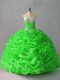 Sweetheart Sleeveless Organza Quince Ball Gowns Beading and Hand Made Flower Lace Up