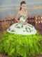 Sweetheart Sleeveless Lace Up Ball Gown Prom Dress Olive Green Organza